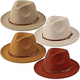 Unittype Kids Classic Wide Hat Brim, Felt Fedora Hat with Bowknot Wool Bowler Cap Western Hats for Girls Boys