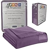 Thermee Micro Flannel Full/Queen Size Blankets, Lightweight All Seasons Cozy Blanket, Throw Blankets for Home and Living Room, Comfy & Soft Blanket for Couch, Machine Wash, No Pilling - Purple