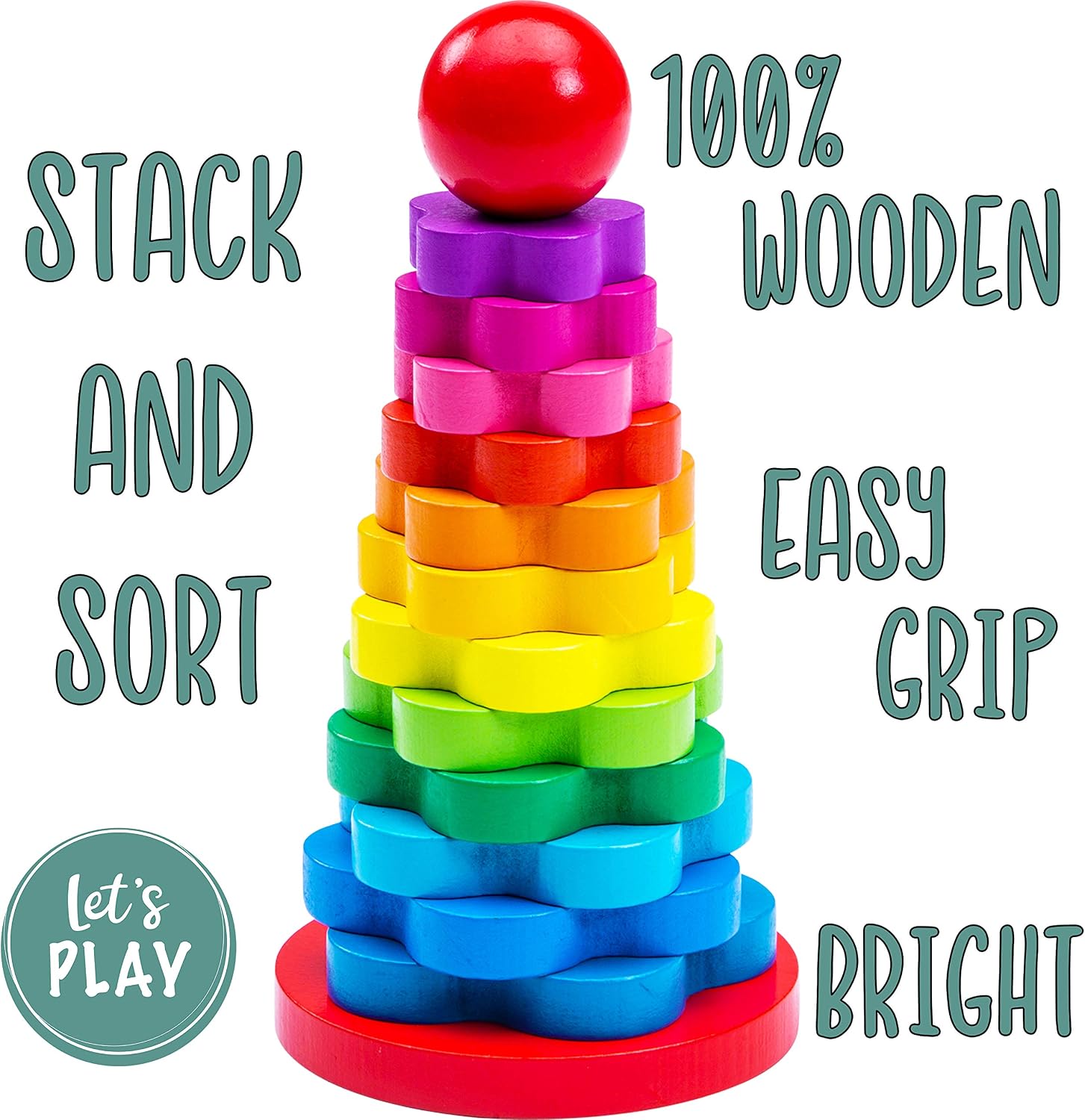 Jaques of London Rainbow Stacking Rings, Multi Coloured - Image 3