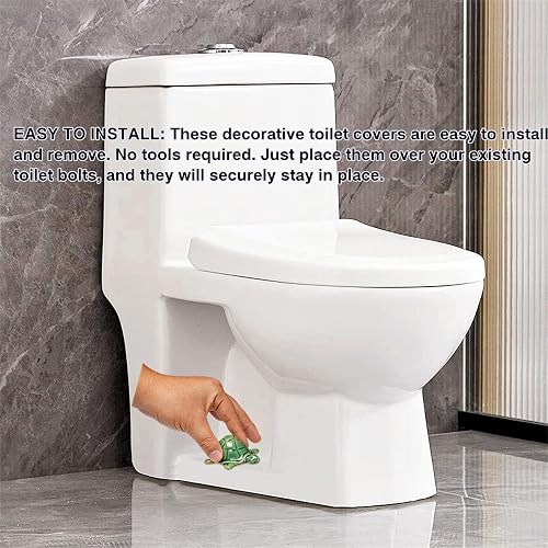 FKOG Ceramic Sea Turtle Toilet Floor Bolt Caps – Decorative Bathroom Accessory, 2-Pack, Easy Install, Fits Standard Toilet Bolts