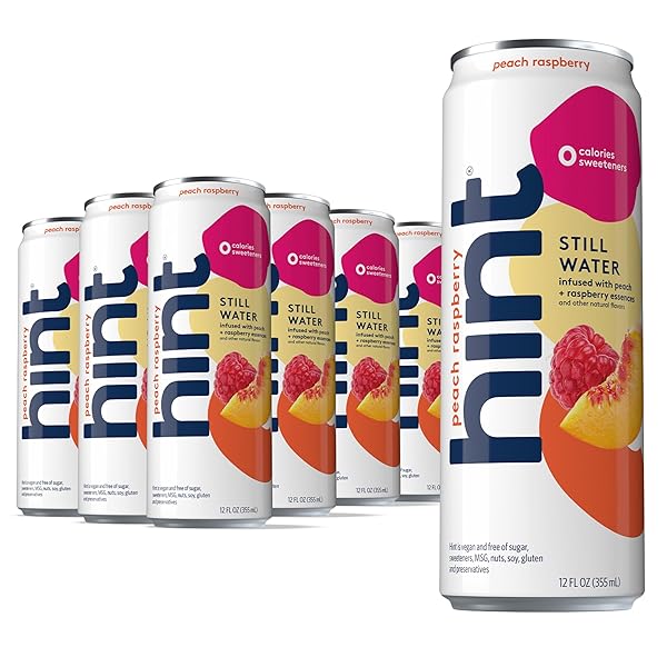 HINT CANNED WATER, PEACH RASPBERRY – PURIFIED FLAVORED...