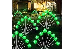ANLTDTC St. Patrick's Day Outdoor Decorations 2Pack 16Led Green Lucky Clover Swaying Lights Solar Garden Stake Lights for St. Patrick's Day Yard Party Decor