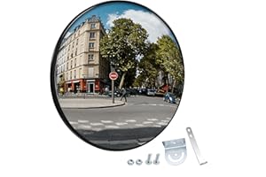 Lilvduybz 24" Convex Traffic Mirror, Curved Security Reflector with Adjustable Bracket, Wall-Mounted Blind Spot Mirror for Ga