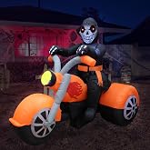 BZB Goods 6 FT Halloween Inflatable Skeleton Ghost Riding Motorcycle | LED Lights, Lighted Blowup, Outdoor Indoor Use, Lawn Yard Decoration