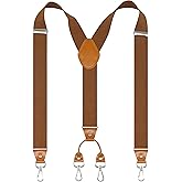 Doloise Men's Suspender Wide Adjustable and Elastic Braces Y Shape with Very Strong Hooks-Heavy Duty