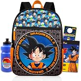 Dragon Ball Z Backpack for Kids School Bundle w/ 16in Bookbag, More | Large Durable Dragonball Z School Bag w/ Front Zip Pocket Plus Water Bottle, Stickers, More - Dragon Ball Z School Supplies