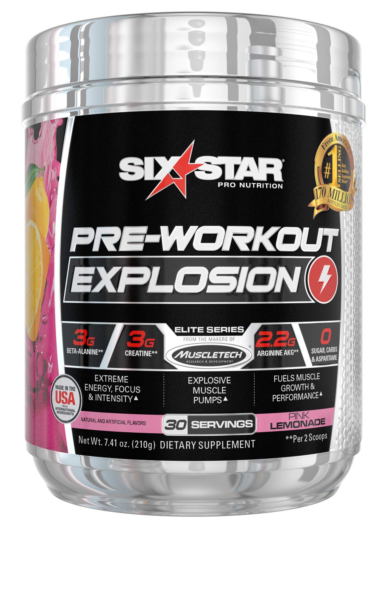 Six Star Pre Workout PreWorkout Explosion | Pre Workout Powder for Men & Women | PreWorkout Energy Powder Drink Mix | Sports Nutrition Pre-Workout Products | Pink Lemonade (30 Servings)