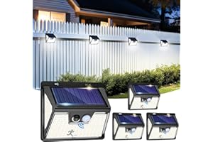vighep Solar Deck Lights Outdoor with Motion Sensor - Dusk to Dawn Fence Lights Waterproof (3 Modes 178LED), Wireless Wall Light for Outside Yard Garden, Cold White