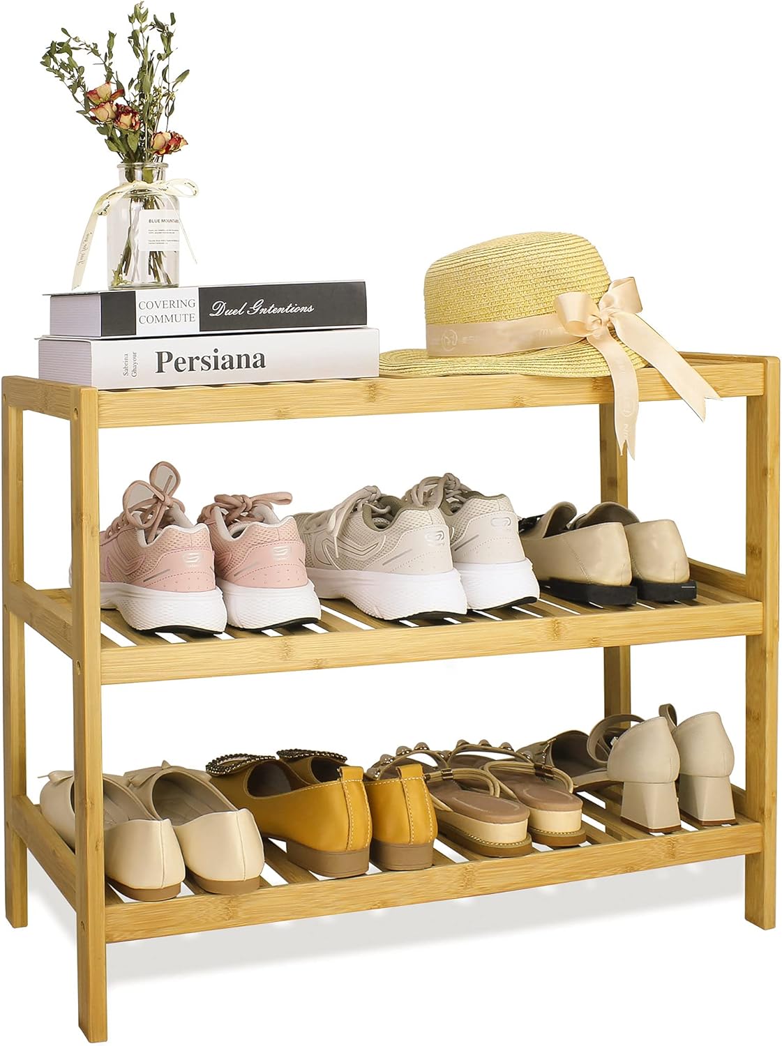 3 tier stackable bamboo shoe rack on Amazon Com Smibuy Bamboo Shoe Rack 3 Tier Multifunctional Organizer Storage Shelf For Entryway Hallway Bathroom Living Room Natural Kitchen Dining