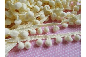 YYCRAFT YCRAFT One Roll 18 Yards Ball Fringe 7/8" Wide Pom Trim Ribbon Sewing-Cream