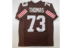 HOFSM.COM HALL OF FAME SPORTS MEMORABILIA Facsimile Autographed Joe Thomas Cleveland Brown Reprint Laser Auto Football Jersey Size Men's XL