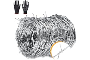 AggFencer 25ft Barbed Wire, 2 Point 16 Gauge Hot-Dip Galvanized Barb Wire Roll for Crafts Fences, Fence Wire for Critter Deterrent
