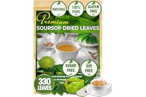 FreshDrinkUS, Premium 330+ Soursop Dried Leaves Tea, 330-350 Soursop Graviola Guanabana Whole Leaves, Wildcrafted, Graviola/Soursop/Hoja Guanabana Loose Leaf Herbal Tea, No Gluten, Vegan