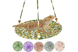 Kavoc Reptile Hammock Swing Hanging Bed, Lizard Bearded Dragon Hammock, Reptile Summer Bed, Small Pet Habitat Shelter, Cage Accessories for Bearded Dragon Leopard Gecko Lizard Birds (Colorful Green)