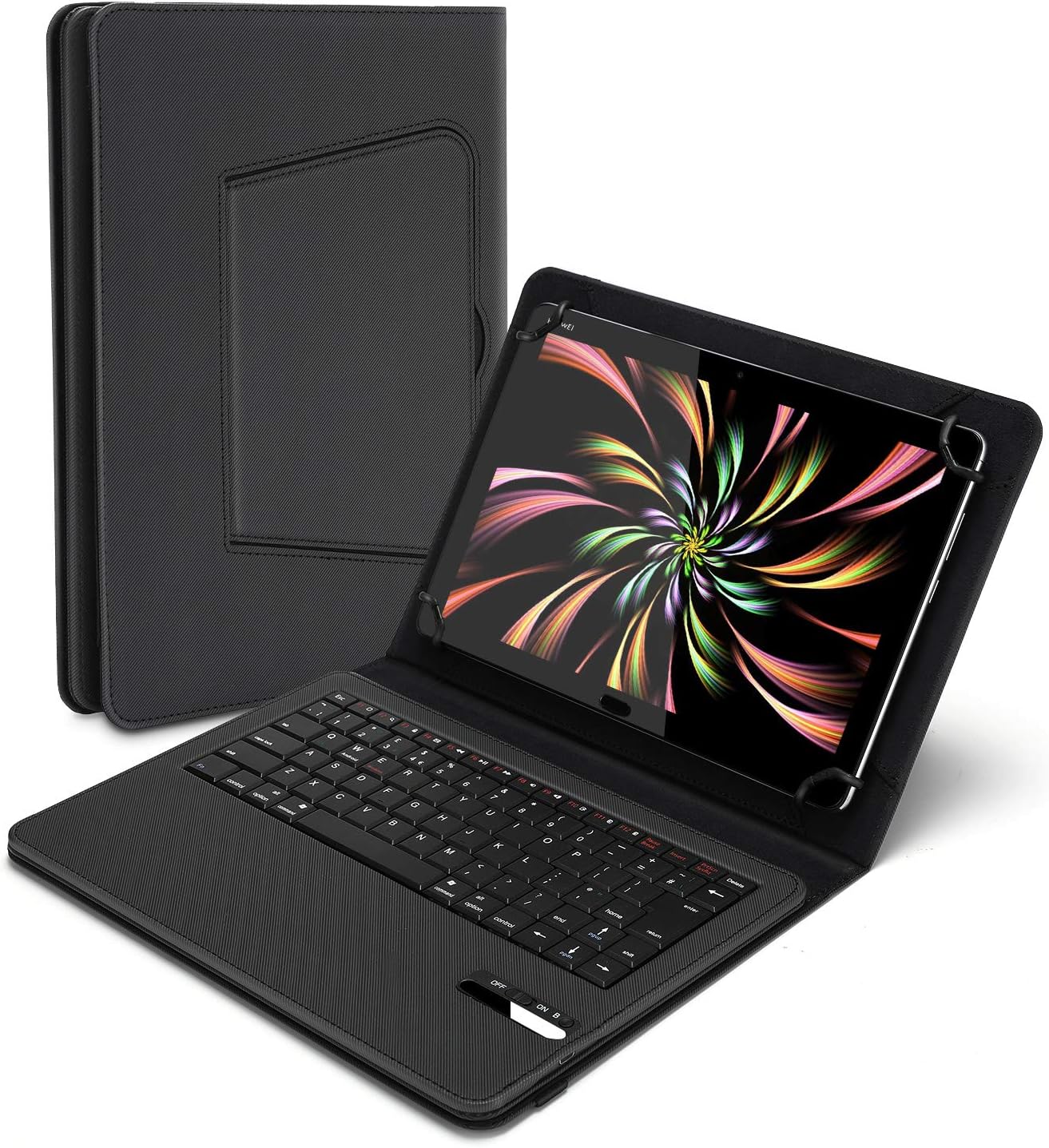 Tonb Shop 10.1 Inch Tablet Keyboard Case, Wireless Detachable UK Layout Keyboard with Slim PU Leather Case for 9, 10, 10.1 inch Tablet Compatible with Android, Windows, iOS - Black