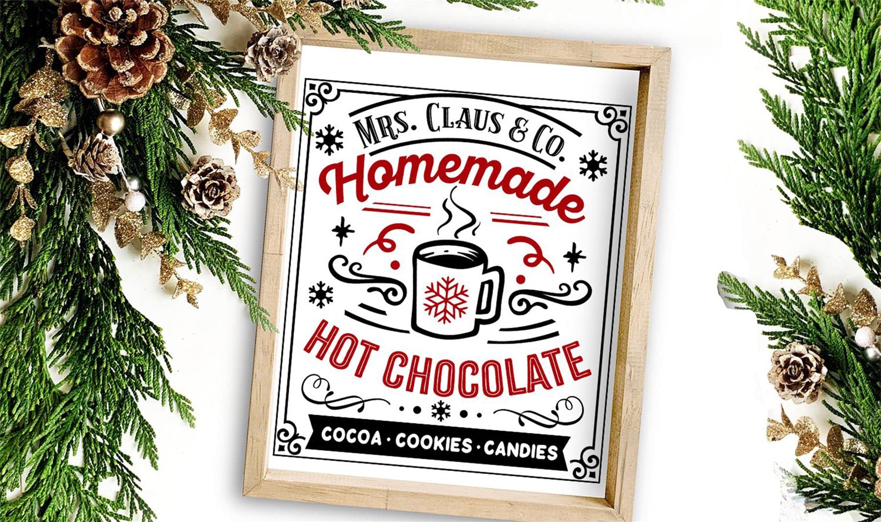 Sawfish® Christmas Hot Chocolate Funny Kitchen Decoration Metal Sign Retro Vintage Wall Tin Plaque 10x15cm 20x15cm 20x30cm 30x40cm 40x60cm Ideal Pub Shed Bar Office Man Cave Home Bedroom Dining Room