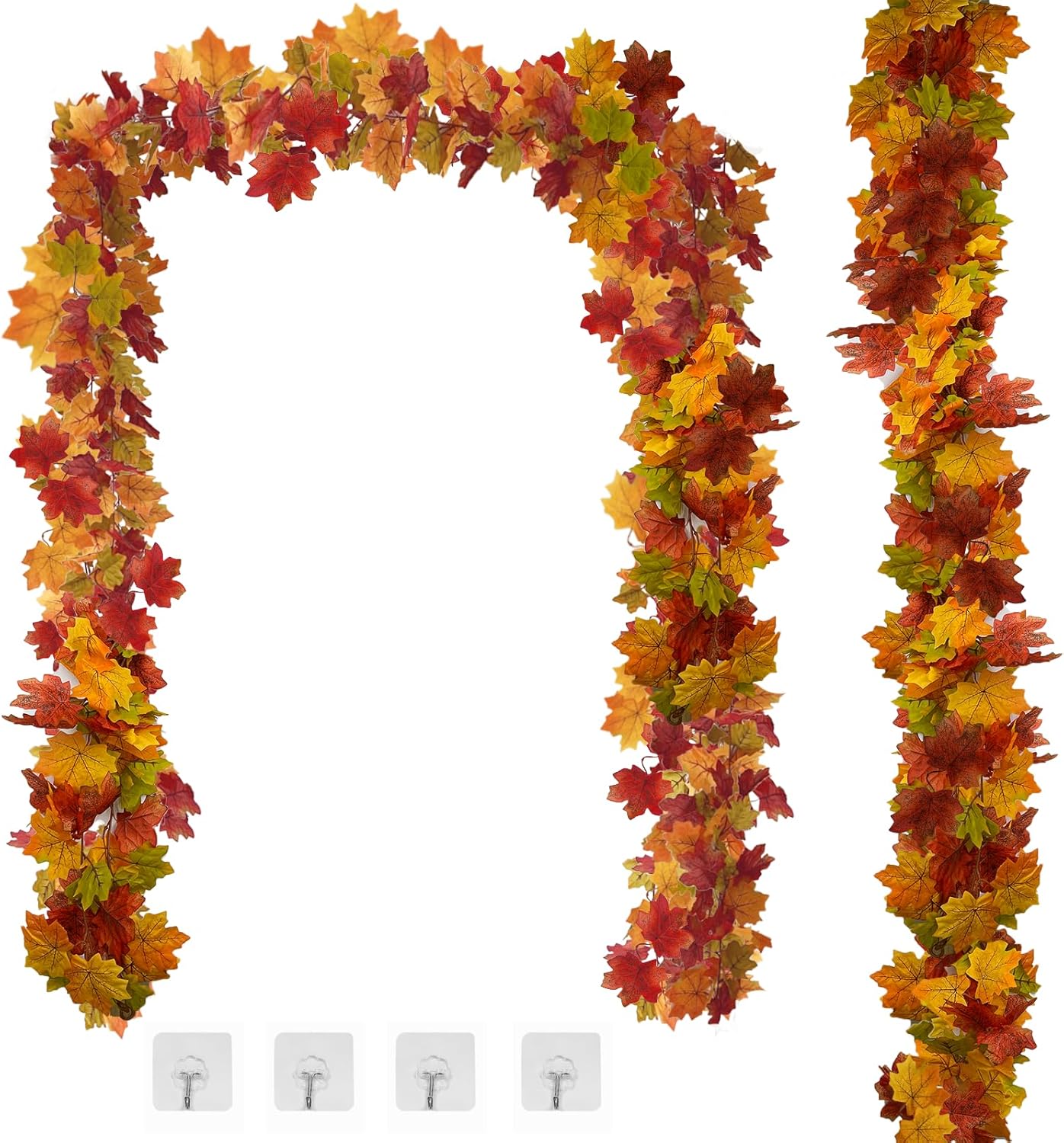 Wreaths, Garlands & Swags - JULLIZ 2 Pack Fall Garland Maple Leaf, 5.7Ft/Piece Hanging Thanksgiving Decor Artificial Autumn Garland for Wedding Home Fireplace Party Autumn Decoration…