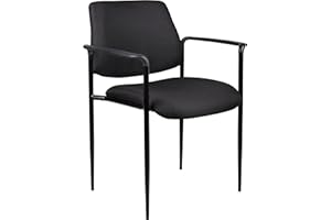 Boss Office Products Square Back Fabric Dimond Stacking Chair with Arms in Black