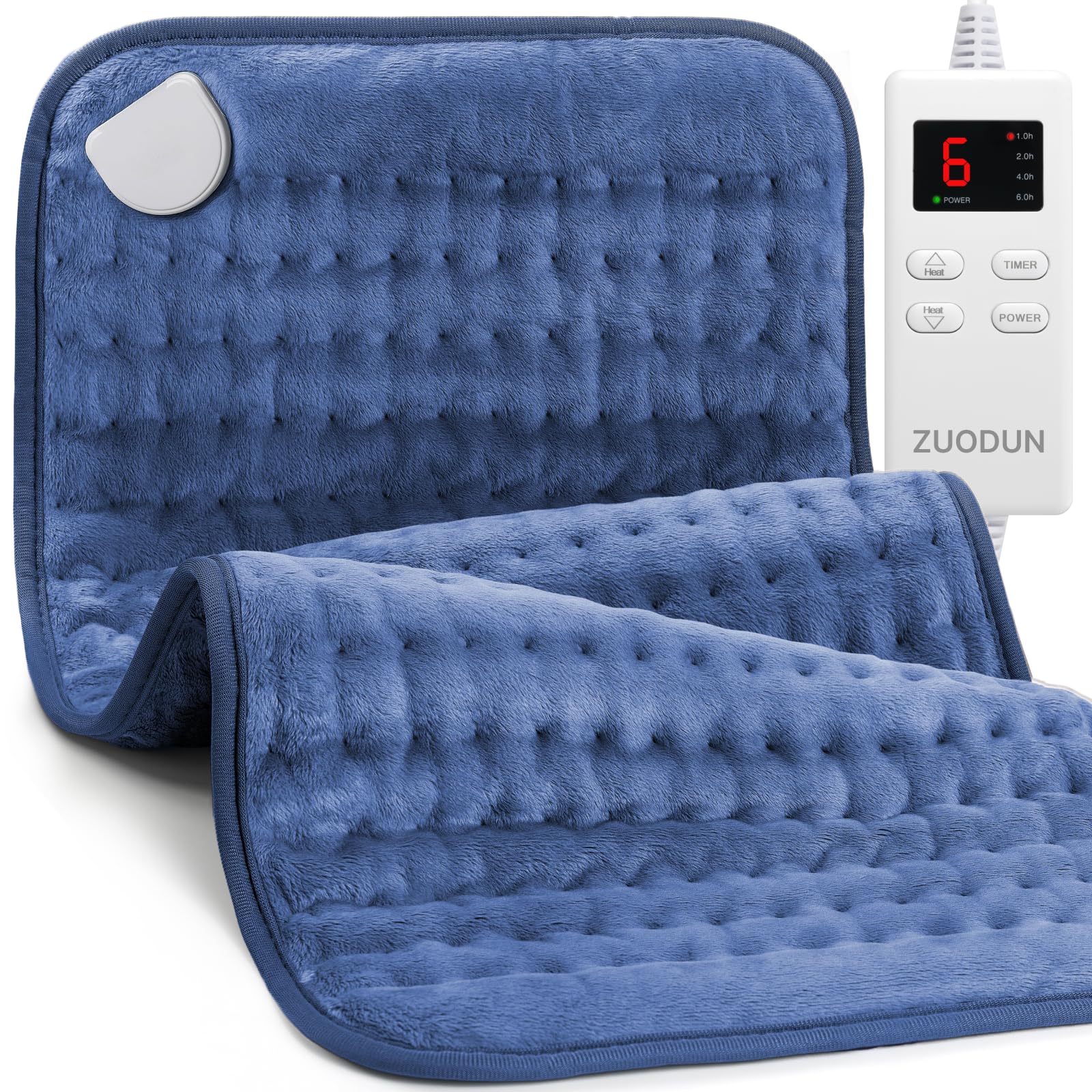 Blue Heating Pad Perfect Christmas, Mothers Day & Birthday Gifts for Women, Mom, Grandma, Soothing Electric Heat Wrap, Cozy Stocking Stuffer & White Elephant Gift Image