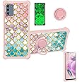 jioeuinly Nokia C300 Case Compatible with Nokia C300 Phone Case Cover [with Tempered Glass Screen Protector][Hard PC + Soft Silicone][Ring Support] [Gold Glitter+Luminous] JSF-YL
