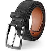 XZQTIVE Mens Suede Belt - 1 3/8" Genuine Leather Dress Belt for Jeans Dress Handmade Classic Every Day Belt