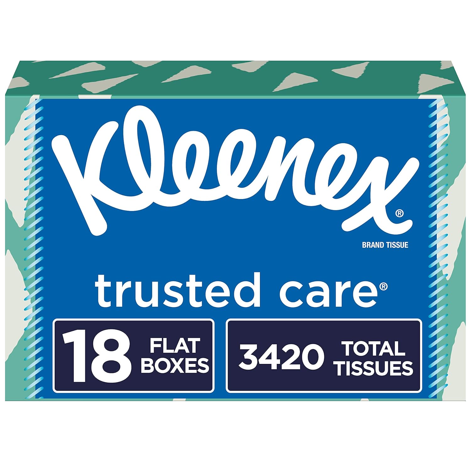 Kleenex Trusted Care Everyday Facial Tissues, 190 Tissues per Flat Box, 18 Pack (3,420 Tissues