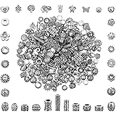 Tyqour 350 Pcs Spacer Beads for Jewelry Making, Silver Metal Bead Spacers, Assorted Styles for Bracelets, Necklaces, Earrings