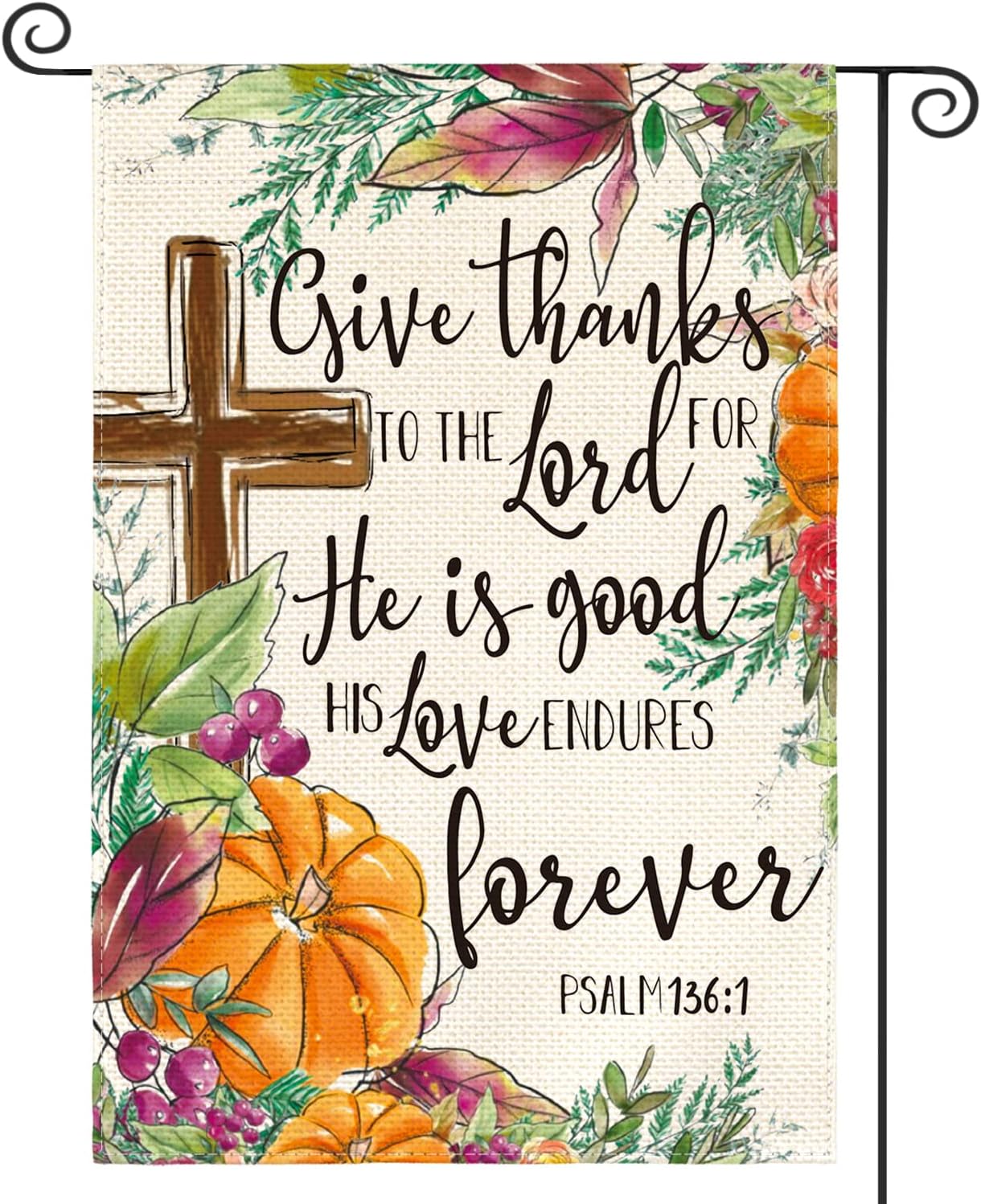 Flags - AVOIN colorlife Fall Thanksgiving Garden Flag 12x18 Inch Double Sided, Give Thanks to The Lord Harvest Holiday Yard Outdoor Decorative Flag