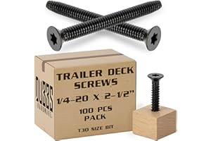 DUBBS HARDWARE 1/4-20 x 2 1/2'' - 100 pcs Trailer Deck Screws - Flat Head, Type F, Star Drive T-30, Torx Screws for Wood & Metal - Self-Tapping Screws x 100 Pcs