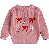 Amnnchya Christmas Baby Girl Boy Sweater Bow Long Sleeve Kids Knit Sweatshirt Toddler Newborn Infant Fall Winter Pullover