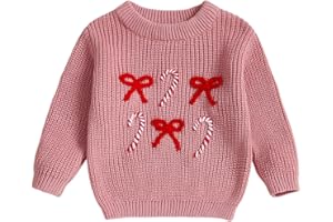 Amnnchya Christmas Baby Girl Boy Sweater Bow Long Sleeve Kids Knit Sweatshirt Toddler Newborn Infant Fall Winter Pullover