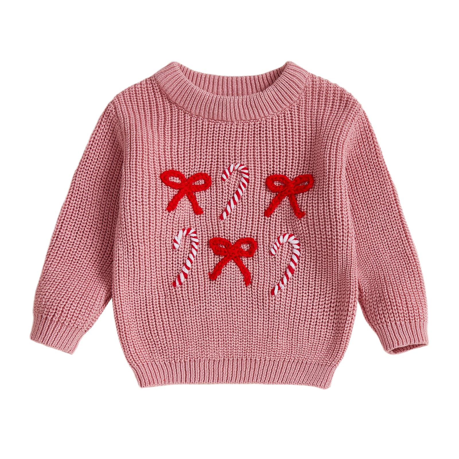 View 1 of **DIRTY/DAMAGED**
Amnnchya Christmas Baby Girl Boy Sweater Bow Long Sleeve Kids Knit Sweatshirt Toddler Newborn Infant Fall Winter Pullover (Pink Candy, 3-4 Years)
