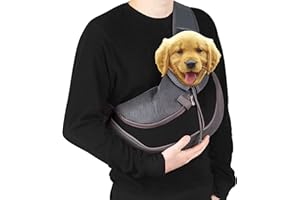 ELEVATED ENDEAVORS, LLC Dog Sling Carrier for Small Dogs - Breathable Mesh Puppy Travel Bag with Adjustable Strap, Zipper Touch Pocket- Perfect Pet Sling for Outdoor, Travel- Keep pet Comfortable (0-15lb, Black)