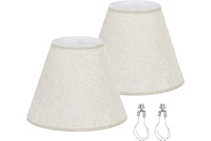 OTTOSEA Lamp shades Set of 2, Beige Lamp Shade for Table Lamps Floor Lamps,6" Top x 13" Bottom x 10" High, Fabric Natural Linen Hand Crafted, Clip on Adapters Included