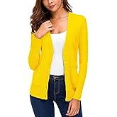 EXCHIC Women's Lightweight Long Sleeve Cardigan Sweaters Classic Button Open Front Knit Sweater with Pockets