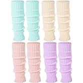 Ramede 4 Pairs Winter Leg Warmers for Girls Kawaii Y2k Japanese Loose Knitted Leg Warmers Wool Women Lolita Socks Cover