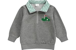 ZOELNIC Toddler Boy Quarter Zip Collared Pullover Long Sleeve Fall Winter Baby Boy Clothes Outfit 12M-4T