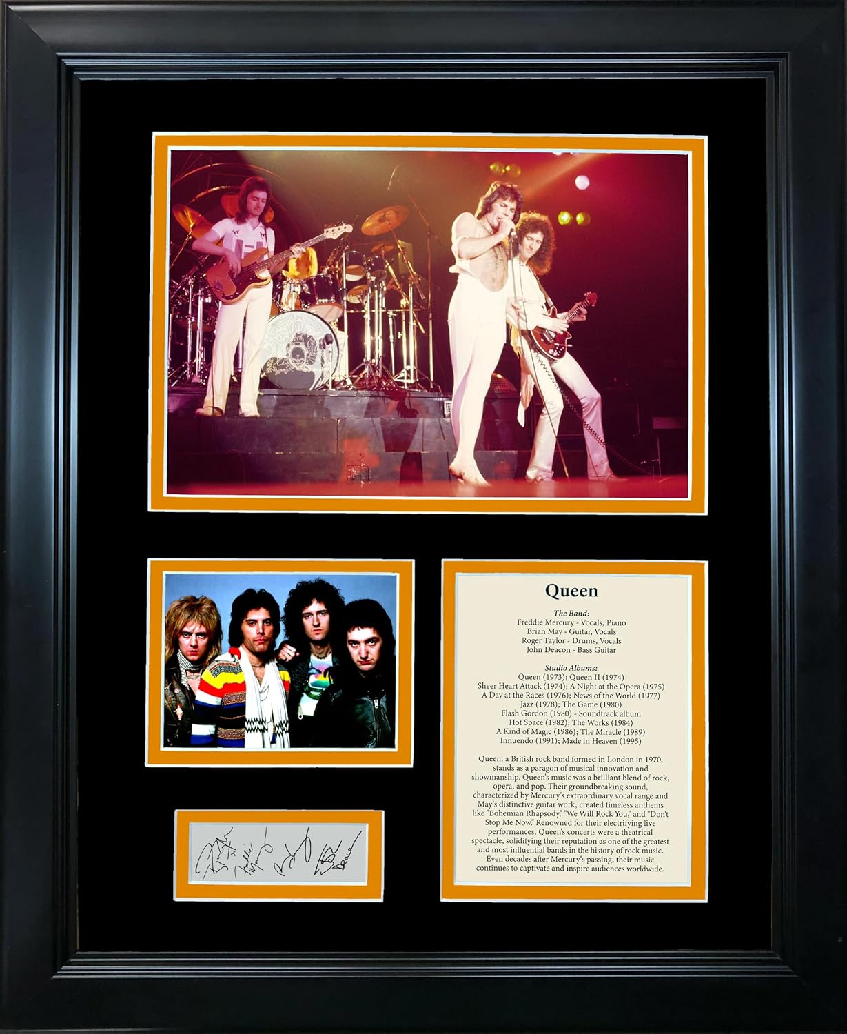 Photographs - Framed Queen Band Discography Facsimile Laser Engraved Signatures Auto 12