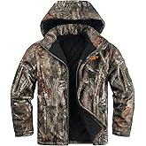 NEW VIEW Insulated Hunting Jacket for Men Cold Weather, Warm Camo Hunting Jackets with Hood, Water Resistant Hunting Clothes