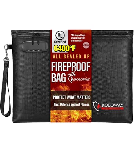 6200°F Upgraded Fireproof Money Bag With Lock, Fireproof
