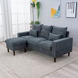 Panana Grey Fabric Corner Sofa 3 Seater with Ottoman L Shape Living Room Suite view 9