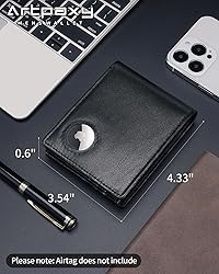 Mens Wallet With AirTag Holder, Bifold Leather RFID