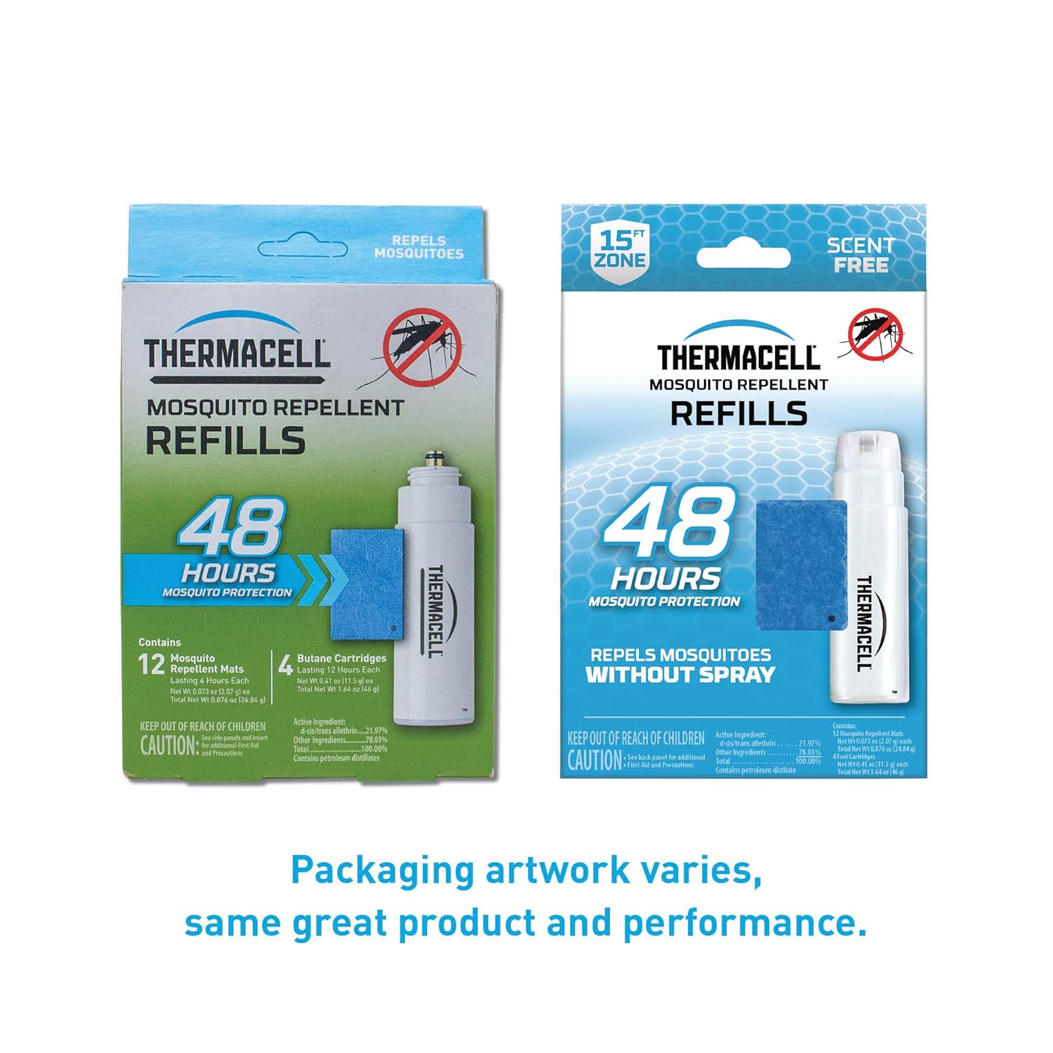 Thermacell Mosquito Repellent Refills, 48-Hour Pack; Contains 12 Repellent Mats, 4 Fuel Cartridges; Compatible with Any Fuel-Powered Thermacell Product; No Spray, Scent, Mess; 15 Ft Zone of Protection: Thermacell: Industrial & Scientific