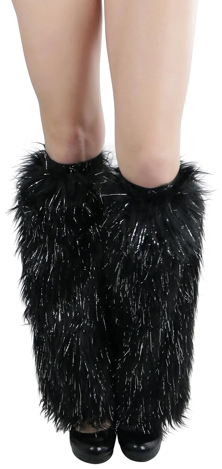 ToBeInStyle Women's Faux Fur Lurex Knee Hi Leg Warmer at Amazon Women’s