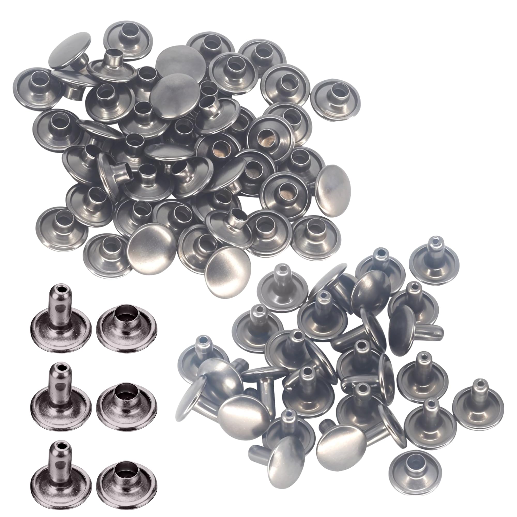 Trimming Shop Double Cap Rivets Leather Rivets Tubular Metal Studs for DIY Leathercrafts, Clothing Repair & Replacement, Handbag, Belts, 12mm x 10.5mm, Gunmetal Black, 100 Sets