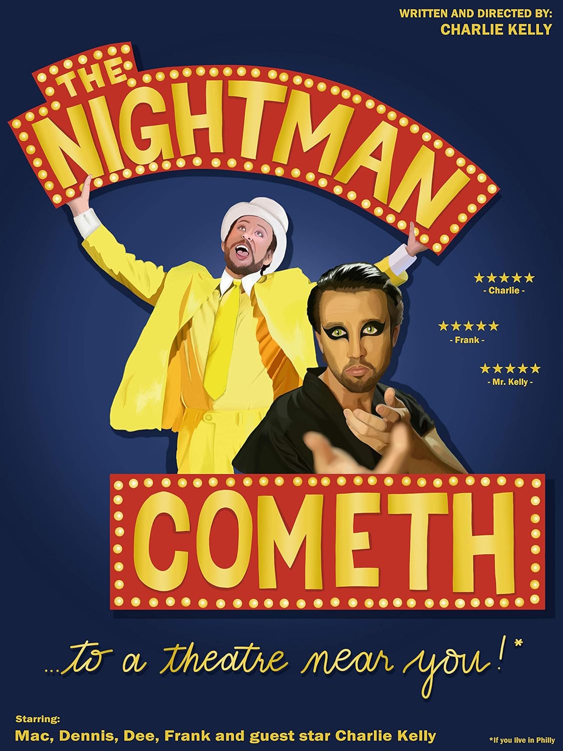 Amazon Com The Nightman Cometh Poster Charlie Day Art Sitcom Gifts For Man Rock Opera Wall Decor It S Always Sunny In Philadelphia Poster Charlie Kelly Wall Art 24x32 Handmade