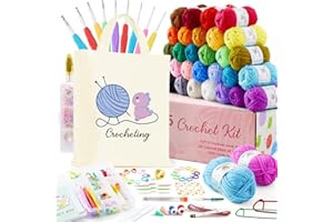 INSCRAFT Crochet Kit for Beginners & Professionals, 30 Assorted Acrylic Yarn Skeins, 1650 Yards, 75pcs Hooks & Accessories, I