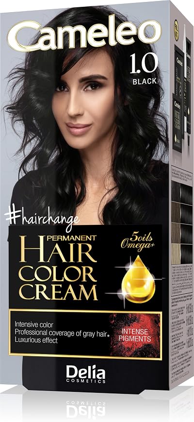 Cameleo Permanent Color Cream Black by Delia Cosmetics Full Kit