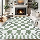 GarveeHome Sage Green Checkered Rug 5×7 Area Rugs for Living Room,Non-Slip Washable Rug Soft Low-Pile, Modern Farmhouse Geometric Rugs for Bedroom Dining Room
