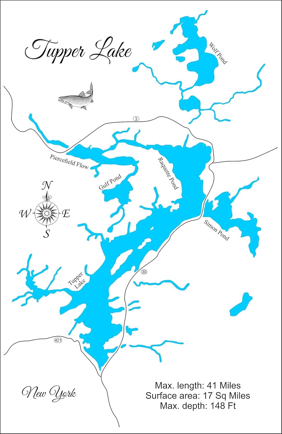 Amazon.com: Tupper Lake, New York: Framed Wood Map Wall Hanging